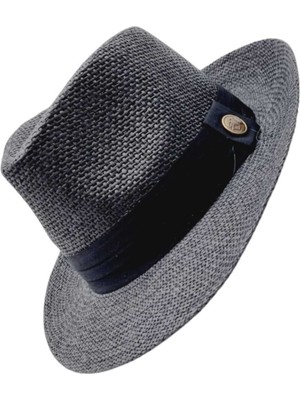 Uniquetrenders  Siyah Şeritli Hasır Fötr Şapka