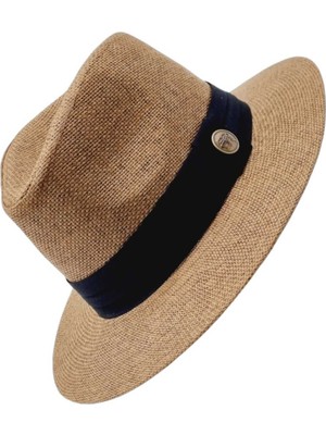 Uniquetrenders  Siyah Şeritli Hasır Fötr Şapka