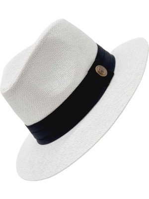 Uniquetrenders  Siyah Şeritli Hasır Fötr Şapka