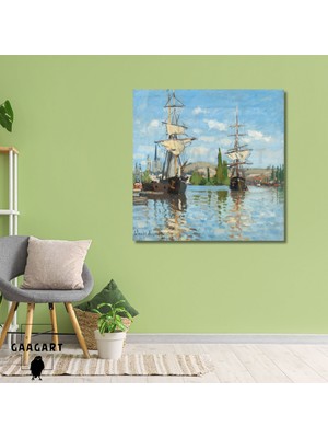 Kare Kanvas Tablo Ünlü Eserler Monet Seine Nehri Üzerinde Ki Gemiler
