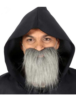 ForWhat Büro Ev Ofis Etkinlik Gösteri Korsan Kostüm Sakalı Için Kırçıllı Tüylü Gri Takma Sakal