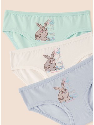 Kız Çocuk Organik Pamuklu Likralı Külot Just Be Rabbit Yourself Rabbit 6'lı Paket