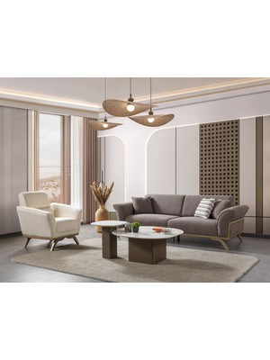 Napoli Üçlü Koltuk Kahverengi