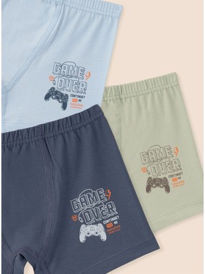 Erkek Çocuk Organik Pamuklu Likralı Boxer Game Over 6'lı Paket