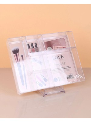 Kapamarka Bölmeli Dikdörtgen Makyaj Organizeri 6'lı -LV-216