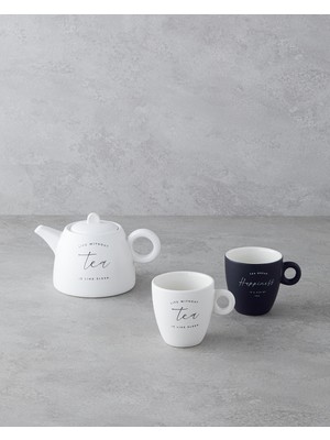 Tea Time New Bone China Demlik Seti 600 ml Beyaz