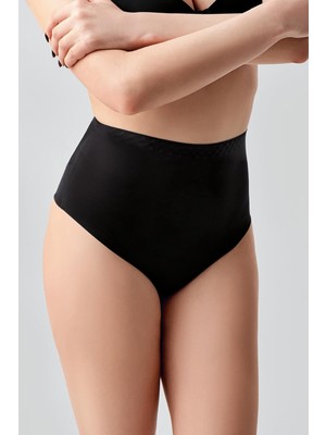 Lazer Kesim Yüksek Bel Dikişsiz String C19206 Siyah