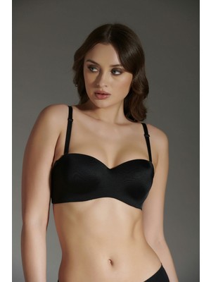 C&city Destekli Lazer Soft Kap Tulum Straplez Sütyen C16025 Siyah