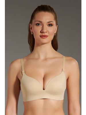 C&city Balensiz Lazer Dikişsiz Kaplı Sütyen Ten Renk Yüksek Destek ve Şık Tasarım ile Konforlu Kullanım