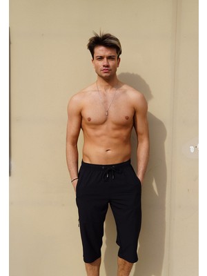 C&city Erkek Büyük Beden Likralı Deniz Şort C1941 Siyah