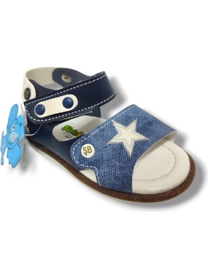 Şirinbebe 1569-20 Anatomik Yıldız Desen Cirtli Erkek Çocuk Sandalet Lacivert Mavi 21-25