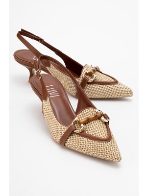 Osca Taba Hasır Tokalı Sivri Burun Kadın Topuklu Ayakkabı