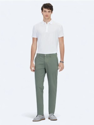 Kip Haki Dokuma Slim Fit Casual Pantolon