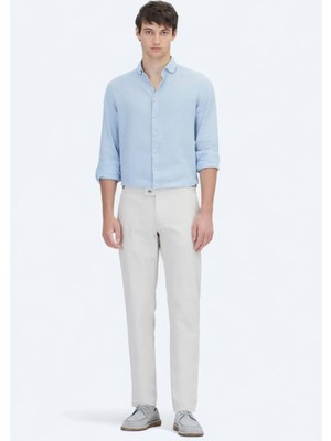Bej Dokuma Fitted Fit Smart Casual Pamuk Karışımlı Pantolon