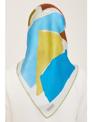 Armine Beyaz Karma Desen Tivil İpek Eşarp 9125 - 34