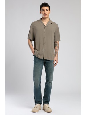 Faylin Erkek Kısa Kol Dokuma Gömlek Vizon