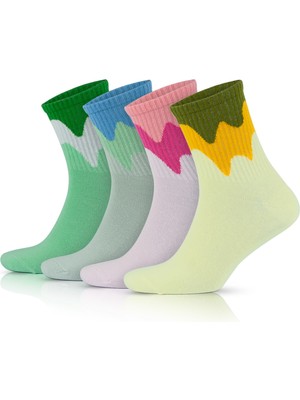 Pamuklu Renkli Kolej Çorabı