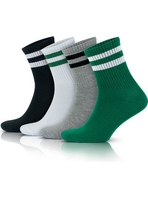 Gowith 4 Çift Pamuklu Çemberli Kısa Yarım Konç Kolej Tipi Spor Patik Yıkamalı Kadın Çorap 2501