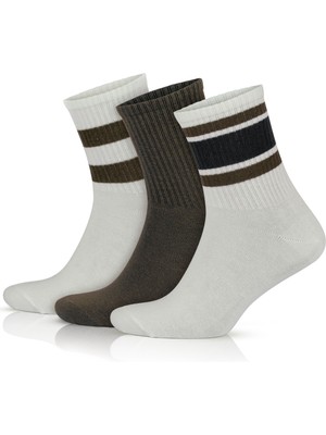 Gowith 3 Çift Pamuklu Çemberli Kısa Yarım Konç Kolej Tipi Spor Patik Yıkamalı Kadın Çorap 2501