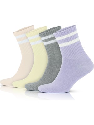 Gowith 4 Çift Pamuklu Çemberli Kısa Yarım Konç Kolej Tipi Spor Patik Yıkamalı Erkek Çorap 3501