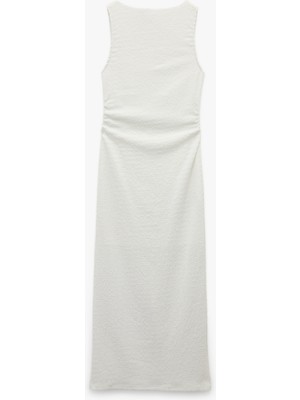 Koton Kolsuz Büzgülü Midi Elbise