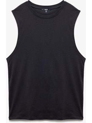 Koton Pamuklu Bisiklet Yaka Kolsuz Arkası Baskılı Atlet