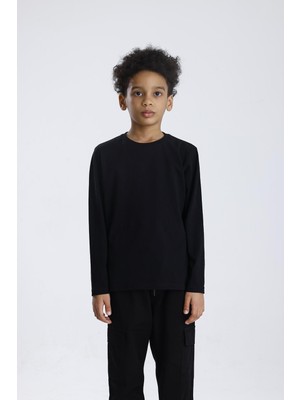 MiaBaby Basic Uzun Kol Tişört Erkek Çocuklar İçin Pamuklu Günlük Rahat Kullanım Gri