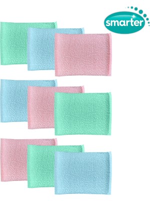 Smarter 9'lu Paket Temizlik Süngeri Renkli Bez ve Sünger Ovma Kolay Temizlik İçin Pratik