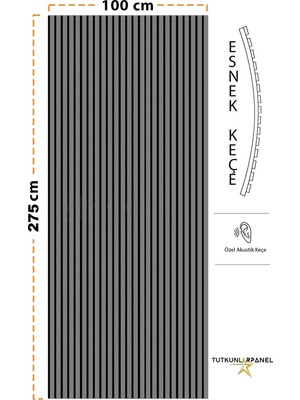 Mdf Ahşap Akustik Duvar Paneli - 100 x 275 cm - Teak
