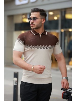 Defy Moda Erkek Hemşire Yaka Çift Renk Kısa Kollu Tişört