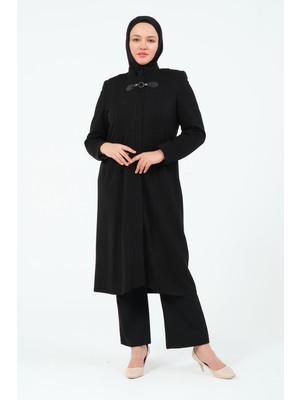 Aykal Büyük Beden Kadın Tesettür Hakim Yaka Içi Astarlı Örme Kumaş Mevsimlik Kap