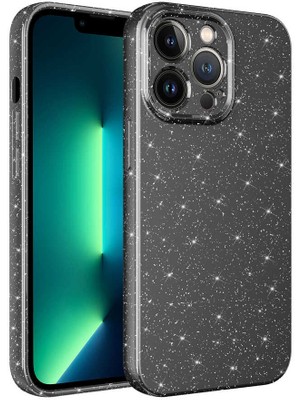 Maks Technology iPhone 12 Pro Max Kılıf Kamera Korumalı Simli Lüks Mkst Koton Kapak-Gri