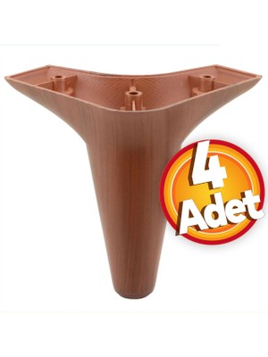 Nzb Mobilya Kanepe Sehpa Puf Koltuk Ayağı Kahverengi Baza Ayak 12 cm (4 Adet)