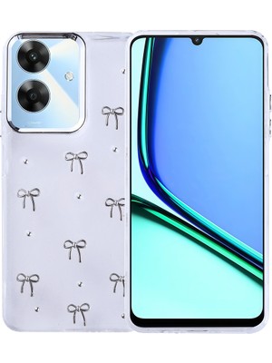 Maks Technology Realme Note 60 Kılıf Airbag Tasarımlı Simli Şeffaf Mkst Kutup Kapak - Fiyonk