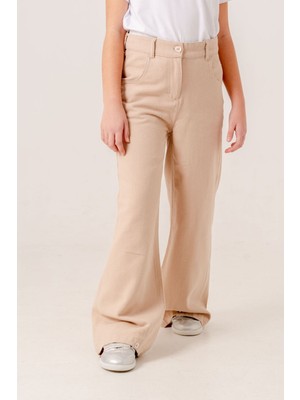 Kız Çocuk Bol Paça Basic Keten Pantolon