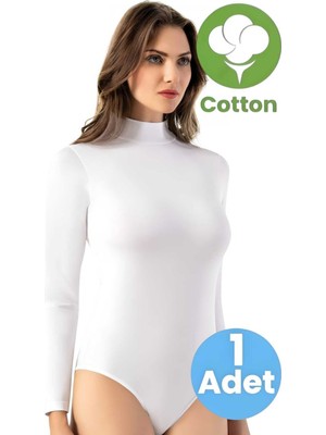 Tezzgelsin Kadın Pamuklu Boğazlı Uzun Kol Çıtçıtlı Body
