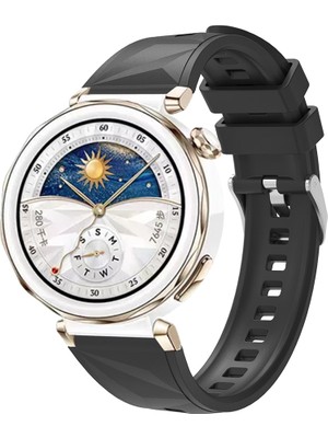 Huawei Watch Gt5 Pro 42MM Uyumlu Mkst KRD-129 Silikon Kordon Strap Kayış-Siyah