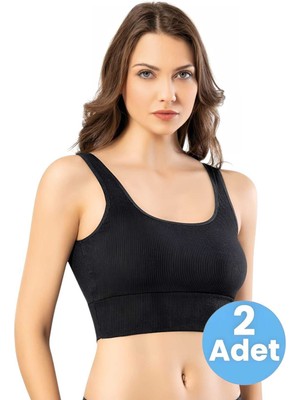 Tezzgelsin Kadın 2'li Kaşkorse Dalgıç Fitilli Pedli Büstiyer Crop