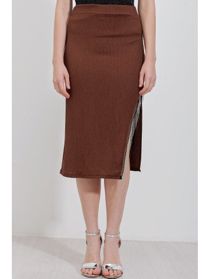 Janes 1890 Zincir Detaylı Etek - Kahverengi