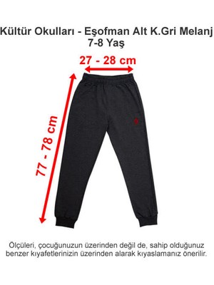 Kültür Okulları-Kültür 2000 Koleji Eşofman Alt Koyu Gri Melanj 7-8 Yaş