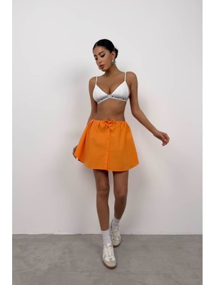 Janes Beli Lastikli Düğmeli Mini Etek