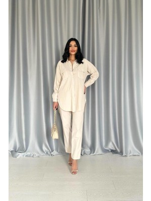 Janes Bej Gömlek ve Çıtçıtlı Pantolon Takım