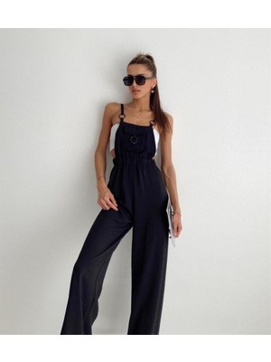 Janes 7023 Askılı Bahçıvan Tulum - Siyah