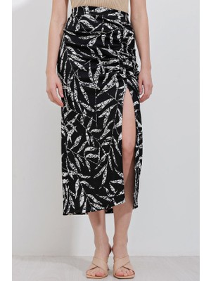 Janes 1880 Yırtmaçlı Etek - D. Siyah