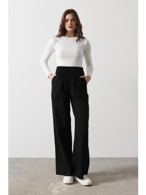Janes Katlanabilir Bel Pantolon - Siyah