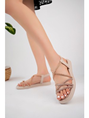 Mcdark Sandalet Taşlı Lastikli Ayakkabı