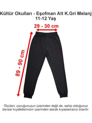 Kültür Okulları-Kültür 2000 Koleji Eşofman Alt Koyu Gri Melanj 11-12 Yaş