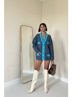 Janes Mavi Ön Ribana Ekose Ceket