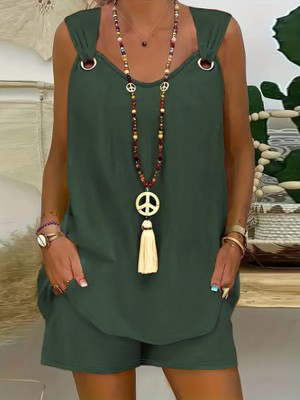 Janes Kadın Sıfır Kol V Yaka Kuş Gözü Detay Bluz Short Aerobin Ikili Takım