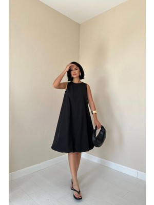 Janes Siyah Comfort Balon Elbise